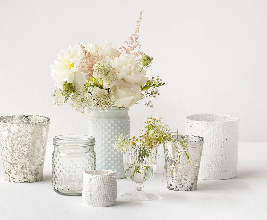 Handmade vases with flowers