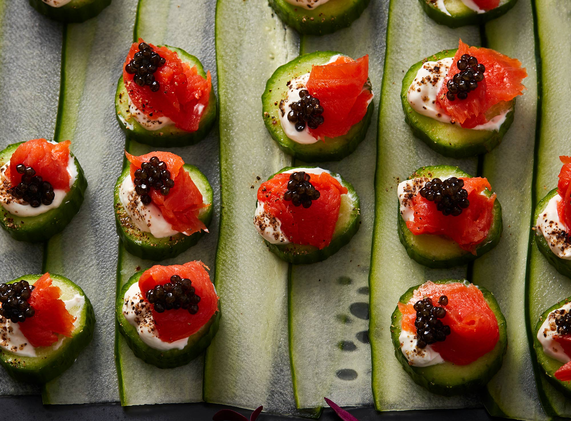 caviar cucumber appetizer dish